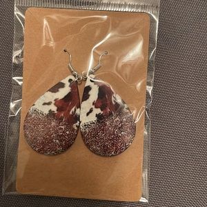 Handmade wooden double sided earrings